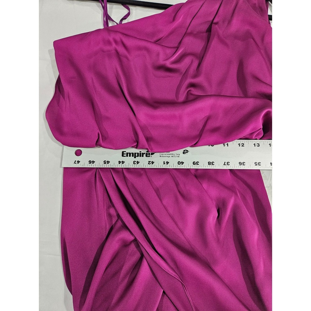 Aqua Womens One Shoulder Draped Satin Tulip Hem Cocktail Dress Plum Purple 6 - Picture 12 of 13